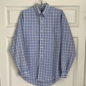 Land’s End Plaid Long Sleeve Button Down Shirt Size Medium 15 1/2 -34